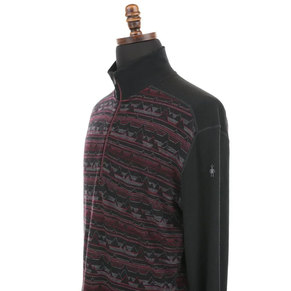 Smartwool Merino 250 Baselayer 1/4 Zip Shirt Sweater Men's XL Black/Red - Picture 5 of 11